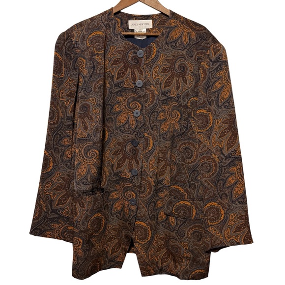 Vintage Jones New York Paisley Abstract Floral Jacket Blazer Women’s Size 20 W - Picture 1 of 9